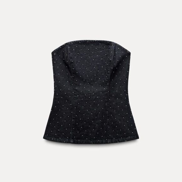 Zara Beaded‎ Fitted Top. Metal Appliques. Size XXL - Picture 1 of 9